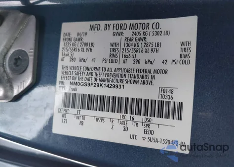 2019 Ford Transit Connect Xlt z USA, uszkodzony, nr VIN NM0GS9F29K1429931